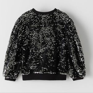 Zara kids sequin & velvet sweatshirt